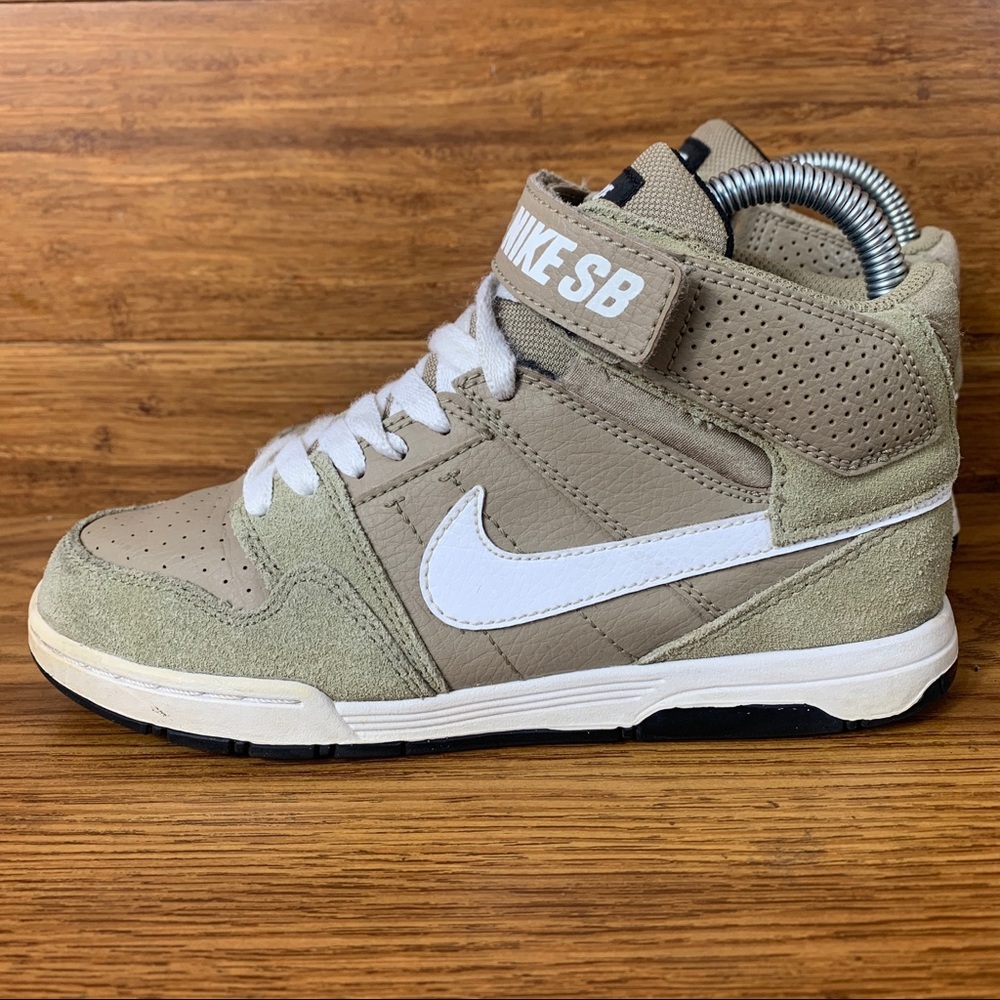 Nike SB Tan and White High-Top Skate Sneakers